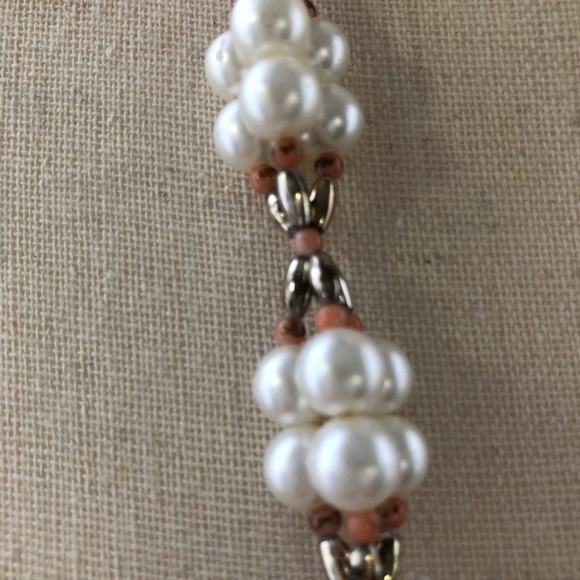 Costume jewelry necklace pearl  silver pink/white - Picture 3 of 5